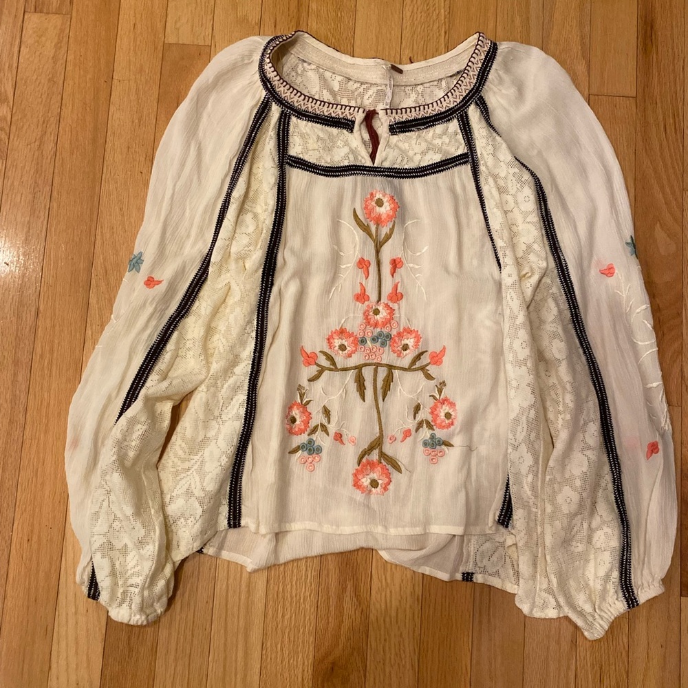 Free People Embroidered Blouse